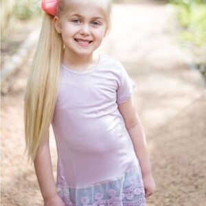 Grace & Emma Girls Light Purple Tee with Lace Trim